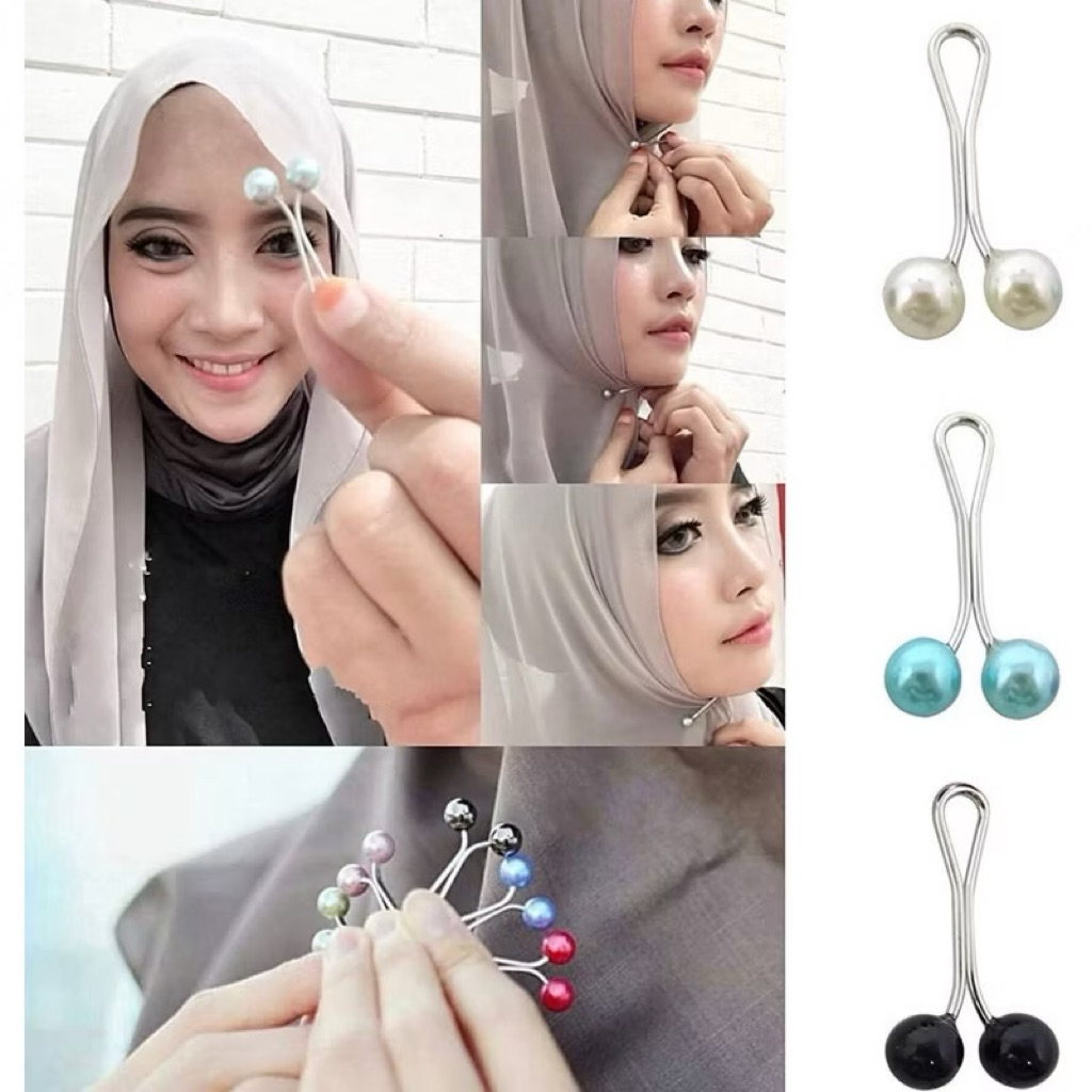Clip Jepit Pin Bross Tuspin Hijab Jilbab Kerudung Turki Mutiara Pearl Dagu Aksesoris Premium Estetik