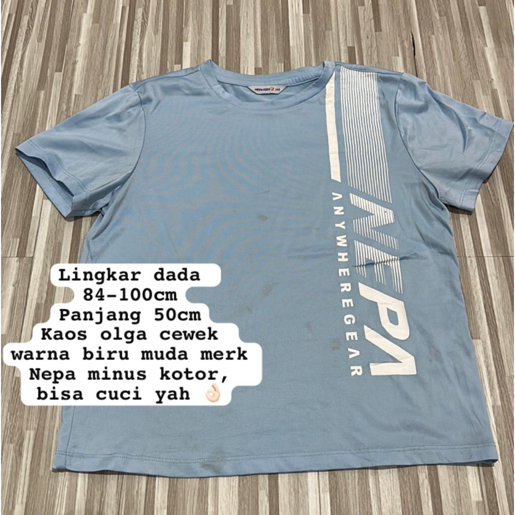 Kaos olga cewek warna biru muda brand