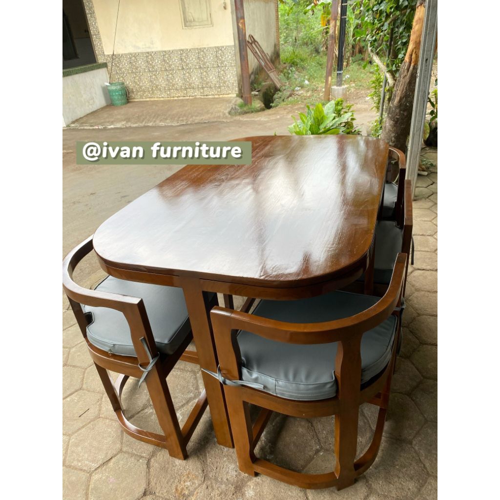 Set meja makan jati kursi 6 meja makan minimalis hit kayu jati meja makan oval kursi 6