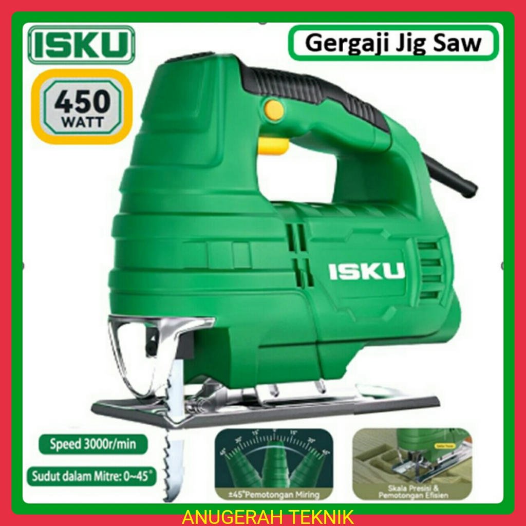 ISKU Mesin Jigsaw Gergaji 450W Triplek Potong Kayu Jig Saw Multifungsi Mesin Gergaji kayu mesin gerg