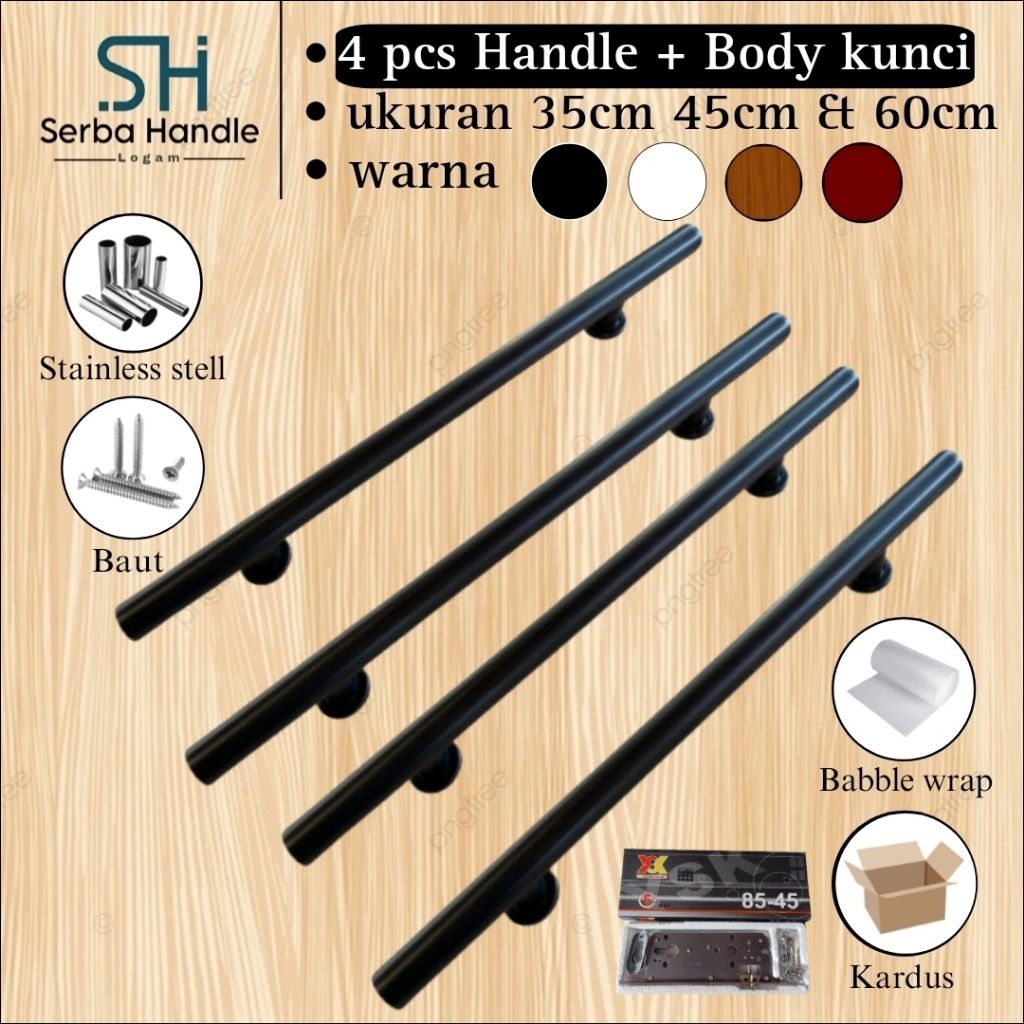 Tarbaru HANDLE PINTU KUPU TARUNG / GAGANG PINTU MINIMALIS / TARIKAN PINTU FULL SET + BODY KUNCI