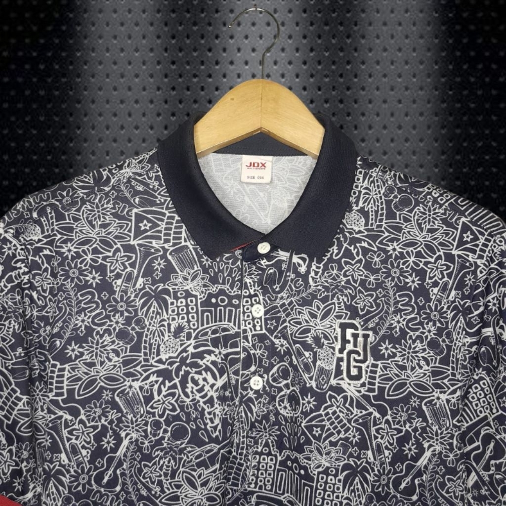 JDX SPORT GOLF AOP Kaos Kerah Olahraga Pria, Atasan Olahraga Pria Berkerah