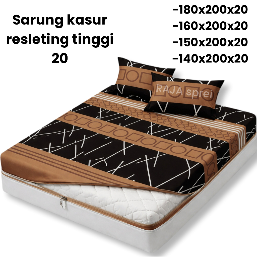 sarung kasur  busa resleting tinggi 20/ 180x200x20/160x200x20/150x200x20/140x200x20