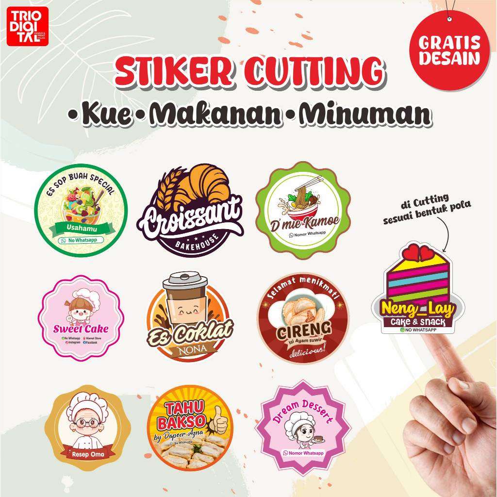 Stiker Custom / Label Makanan / Kue / Snack GRATIS DESAIN