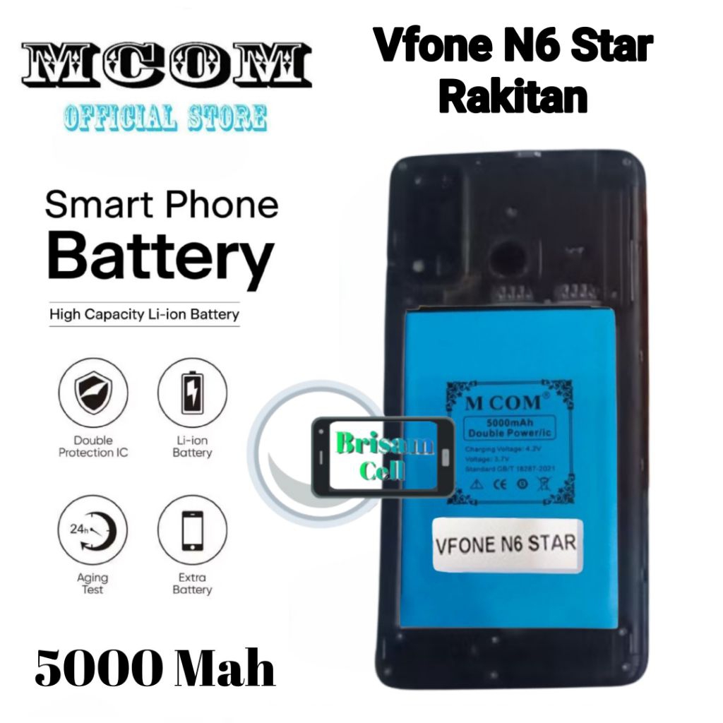 Baterai MCOM for VFONE N6 STAR Double Power 5000mAh batere batre batrai battery