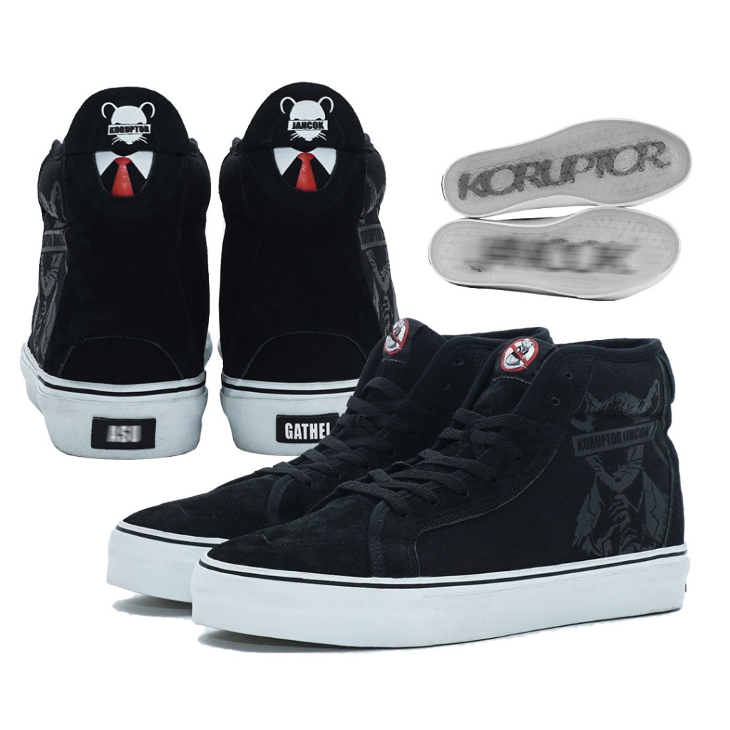 Nobrands Footwear Sepatu Medulla Korjan Koruptor Jancok V2 Black White Local Pride Sepatu Hitam Puti