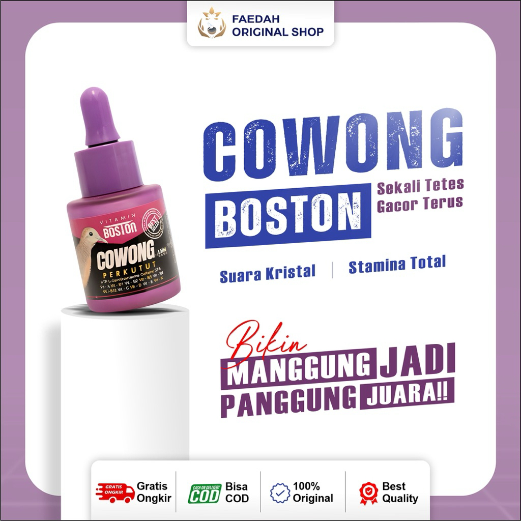 COWONG BOSTON – Vitamin Perkutut Juara: Rahasia Suara Kristal & Manggung Gacor (Faedah Original Shop