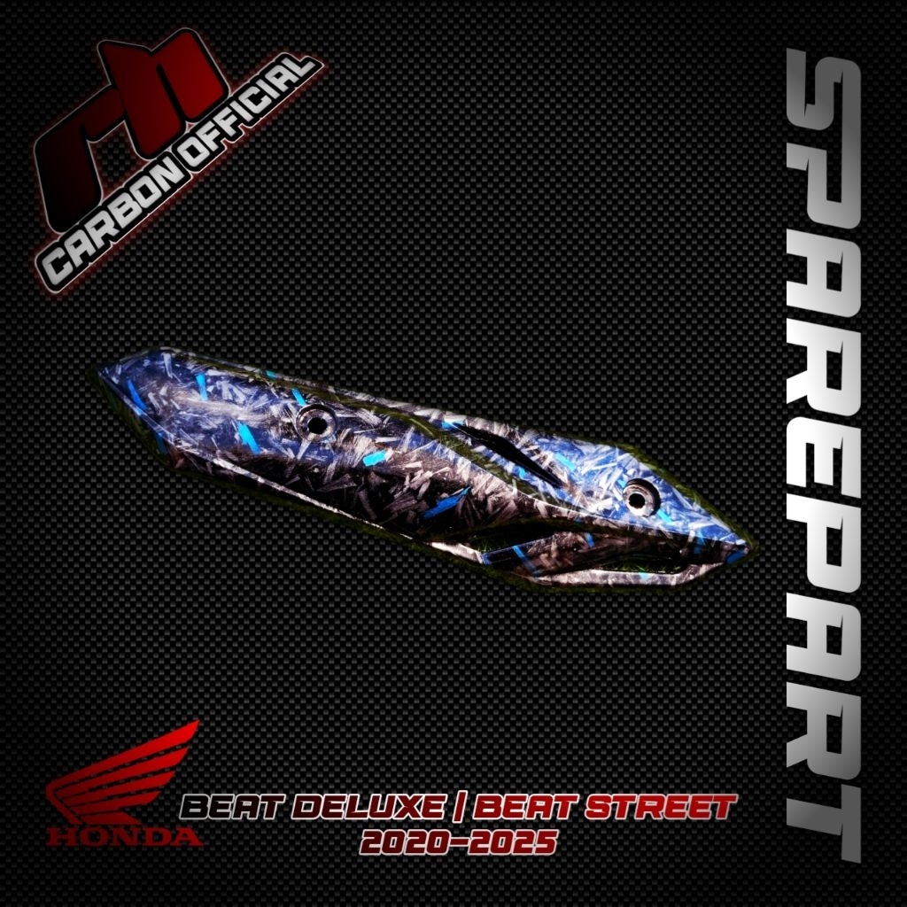Tameng cover knalpot honda beat deluxe beat street 2020 - 2023 carbon forged biru