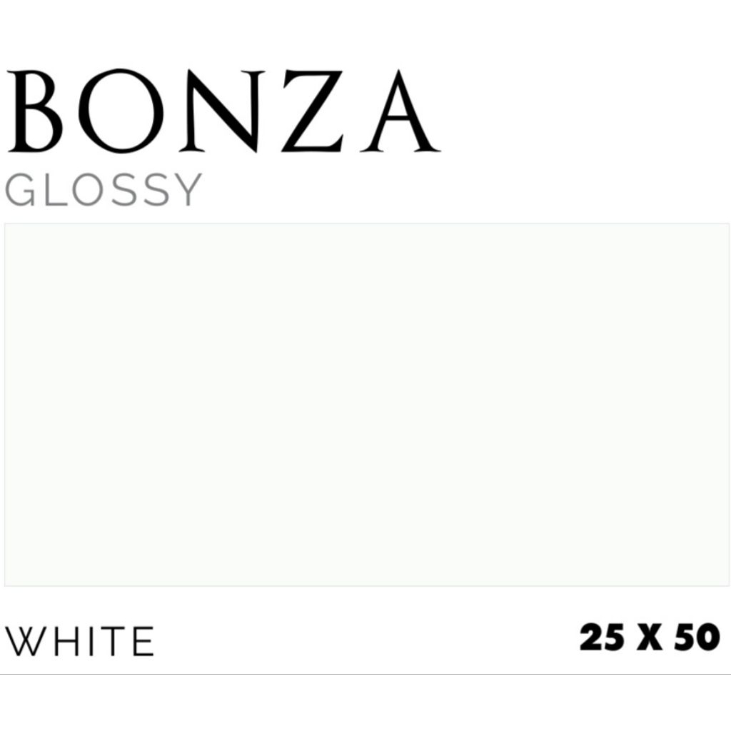 Keramik Glossy Bonza warna putih polos Ukuran 25x50 by Platinum/Keramik Kualitas 1 Grade A/Keramik G