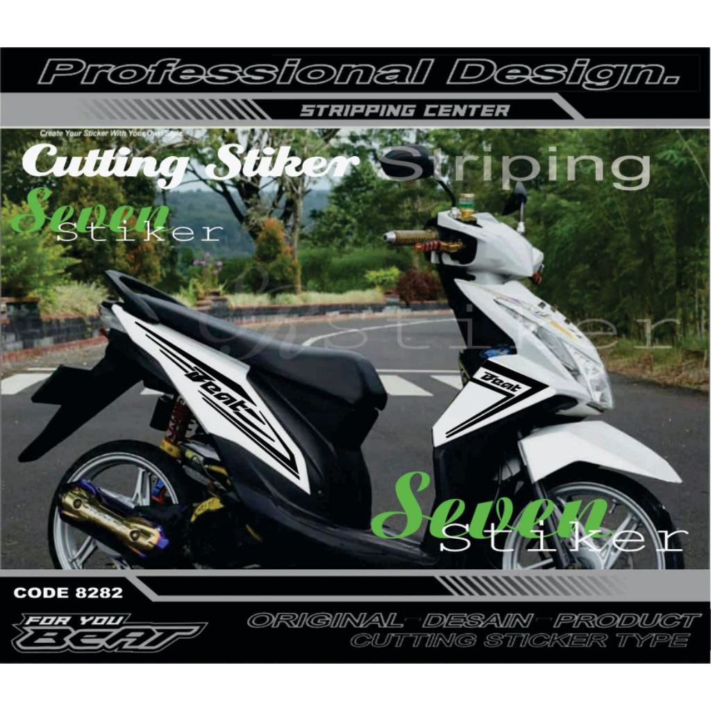 cutting sticker stiker striping Honda beat fi tahun 2013 2014 2015 2016 variasi stiker code 8282