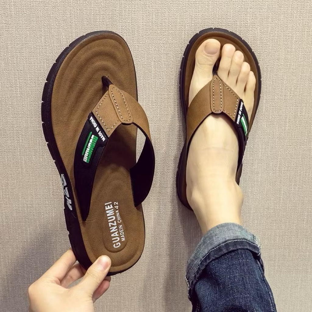 JAVEN QUALITY Sandal Japit Kulit Pria G-01  Sendal Kekinian Sandal Jepit Terbaru Elegend Sandal Tren