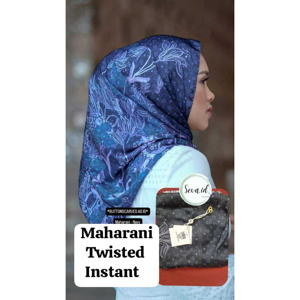 MODINITY Buttonscarves Sale BS Twist Instant Maharani Satin Square Navy Square AS IS Defect Minor