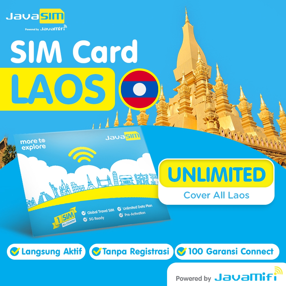 JavaMifi SIM Card LAOS Unlimited Quota 5-20 HARI