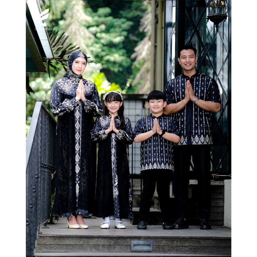 ONEBRANDHIJAB - SHEBA Black sarimbit keluargalebaran couple baju muslim ibu ayah anak perempuan dan 