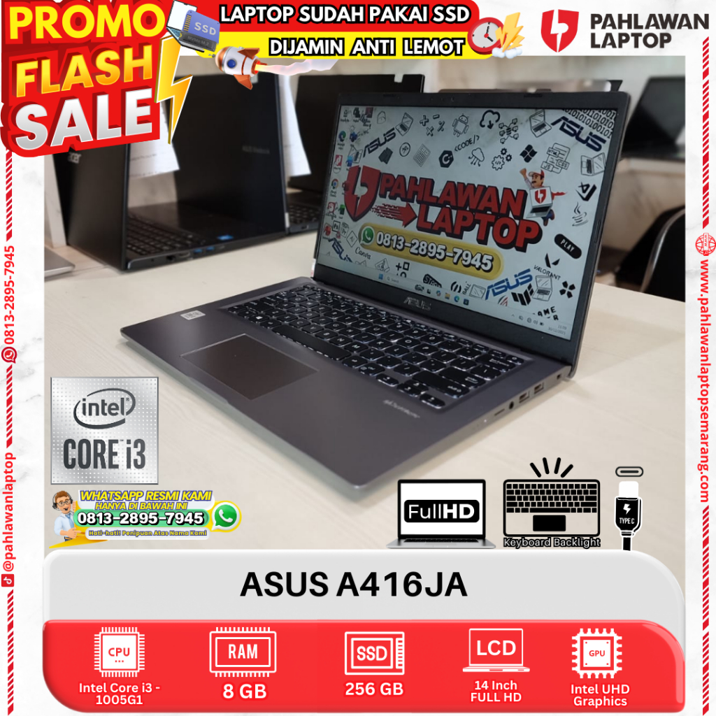 LAPTOP ASUS VIVOBOOK A416JA Core i3 GEN 10 RAM 8GB SSD 256GB