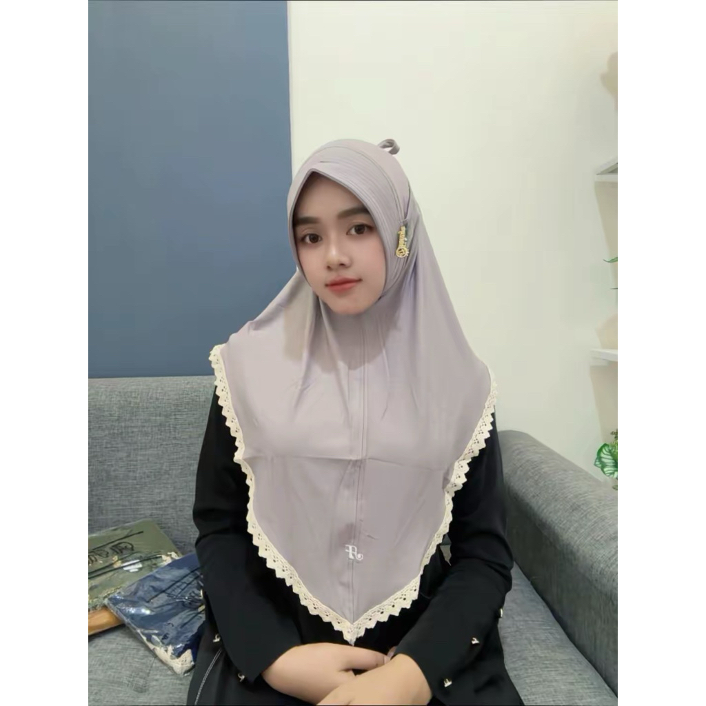 832 Jilbab Al faezya Softped Tali Renda Jersey Super/Hijab AF Alfaezya Ori By Bunyamin