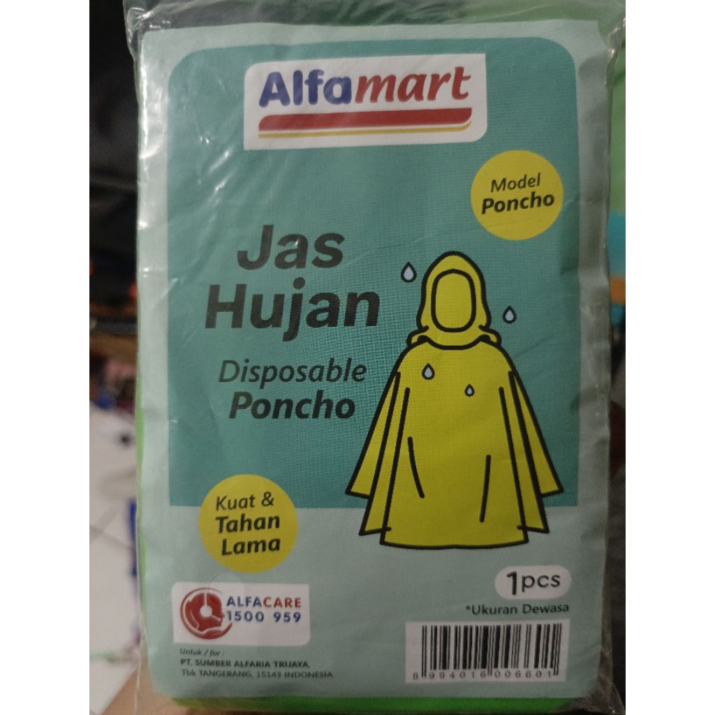 Alfamart Scorlines Jas Hujan Plastik Disposable Poncho Assorted