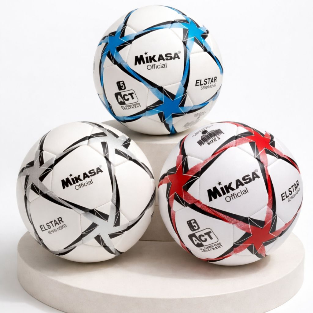 Bola Sepak Mikasa Elstar Size 5 - Jahit Mesin, Kulit Asli, Desain Elegan