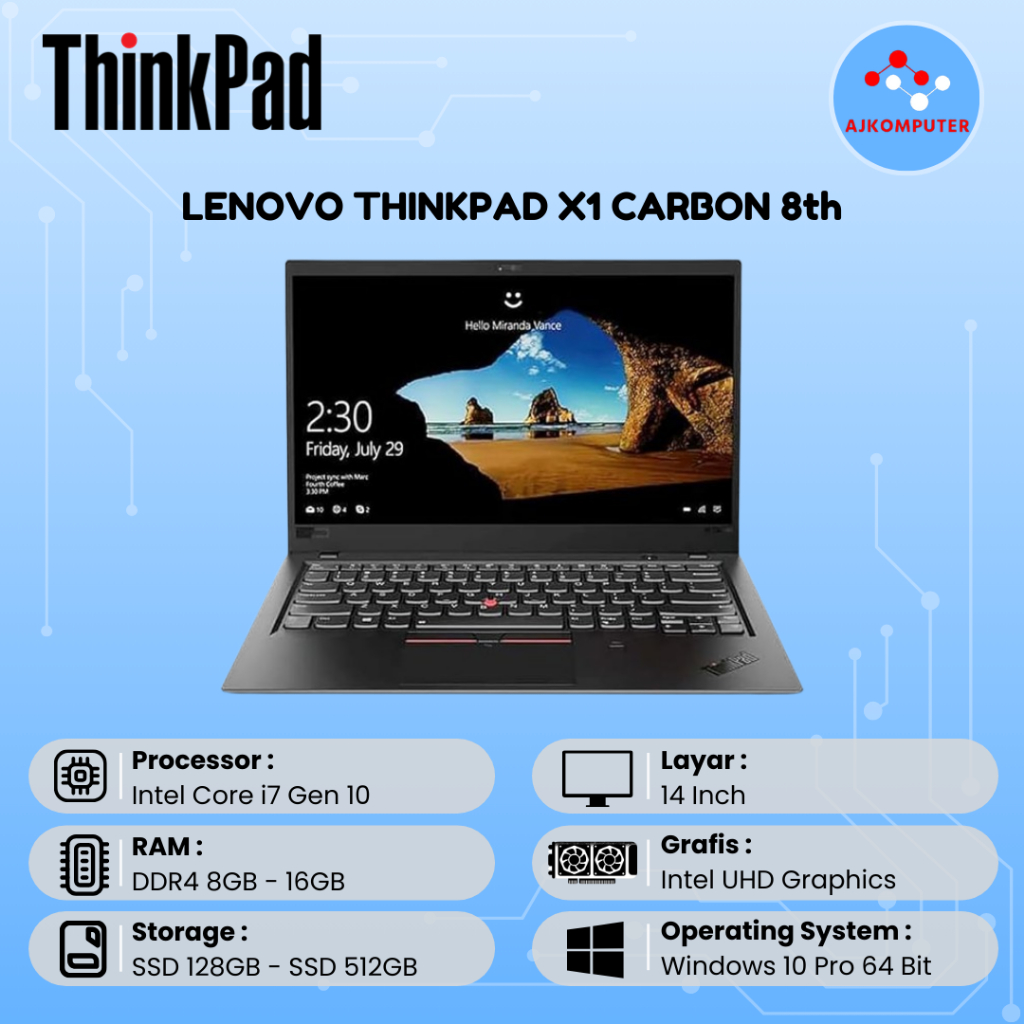 LAPTOP LENOVO THINKPAD X1 CARBON CORE i5 / i7 MEWAH BERGARANSI