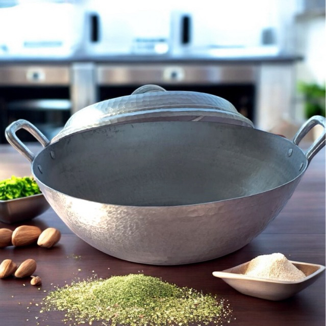 WAJAN CEKUNG + TUTUP ALUMINIUM ASLI GARUT DIAMETER 50cm ASLI GARUT ANTI KARAT ANTI LENGKET DAN ANTI 