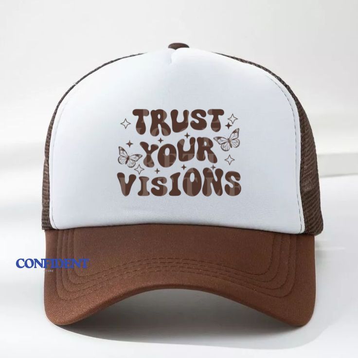CONFIDEN-Trucker Hat - Topi Jaring Unisex Coklat Putih