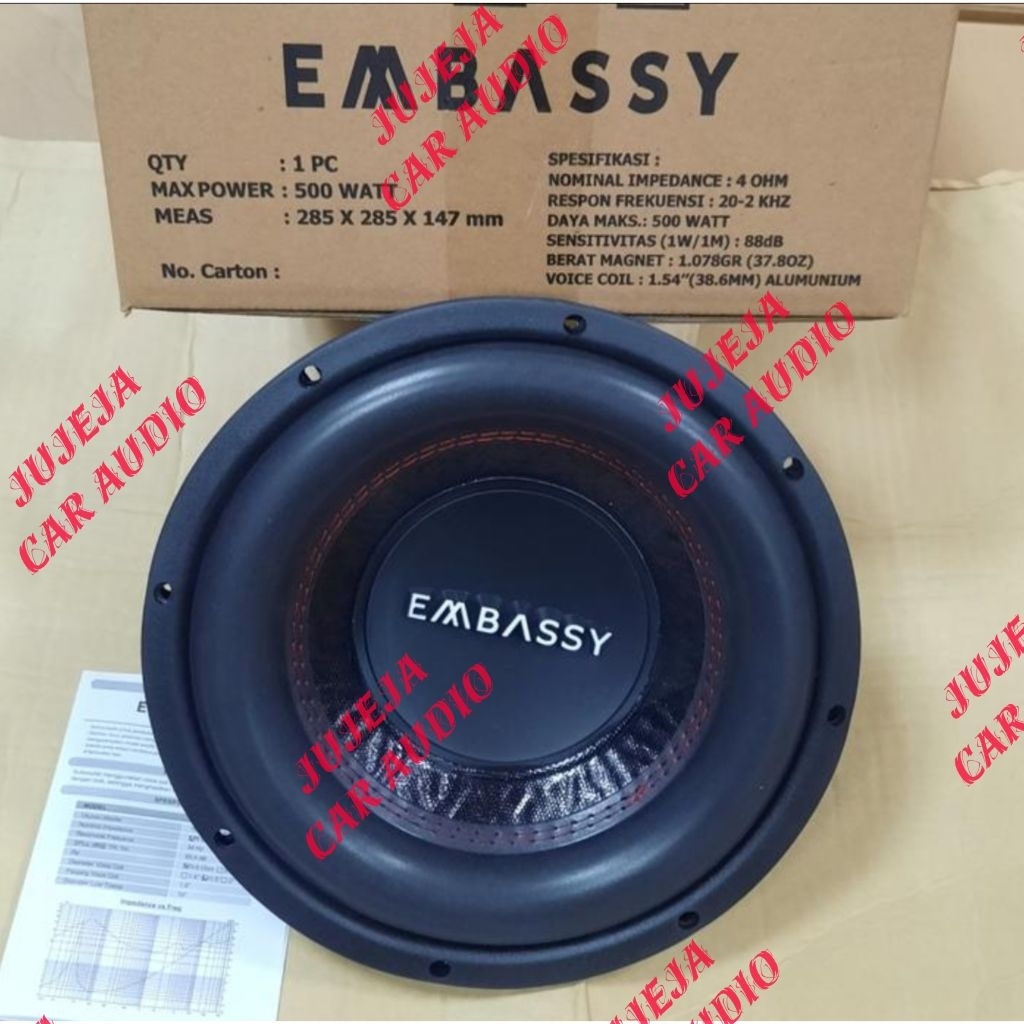 Subwoofer mobil 10 inch embassy es-1044 double coil magnet besar