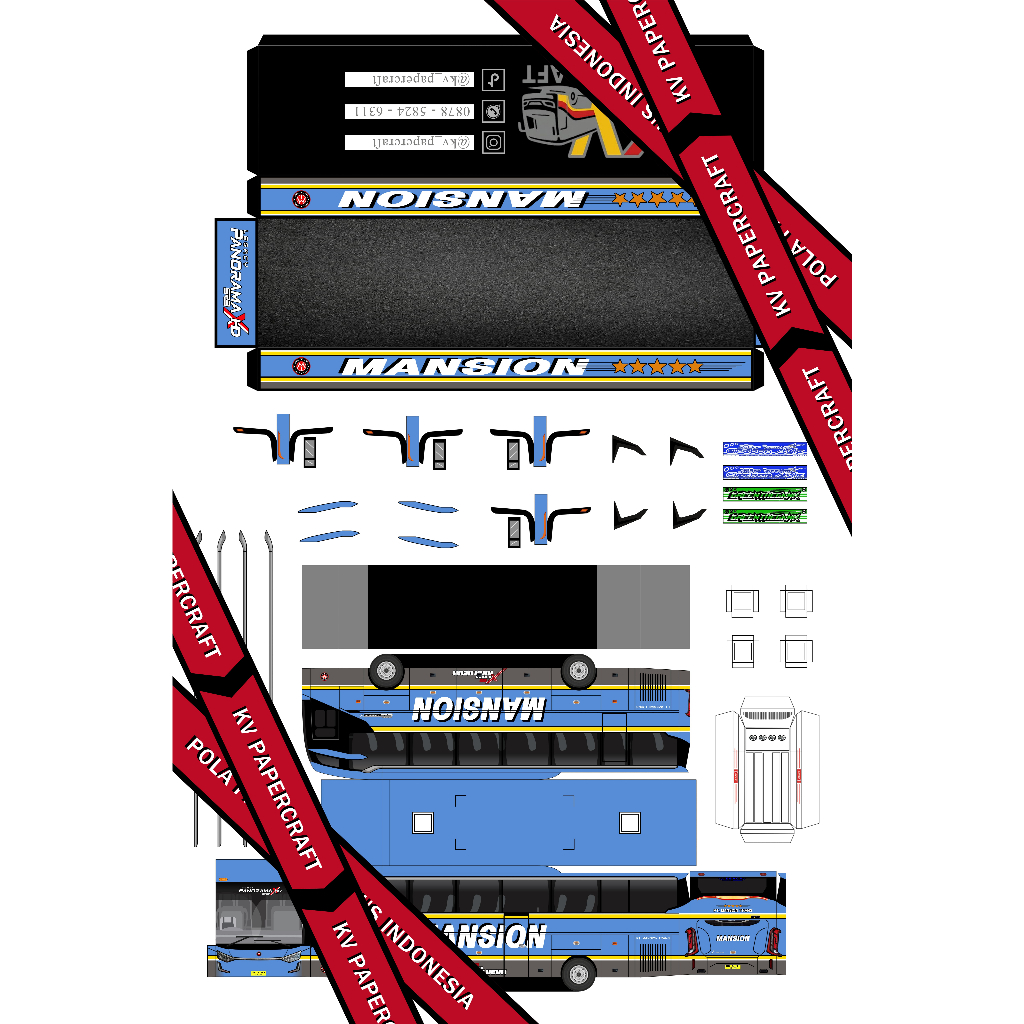 LEMBARAN Papercraft Bus Mansion Trans