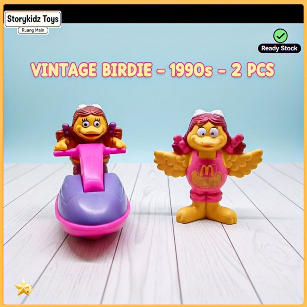 Mainan McD Happy Meal Vintage Birdie The Early Bird 1990s Set 2 Pcs Koleksi Jadul McDonalds Toys Rar