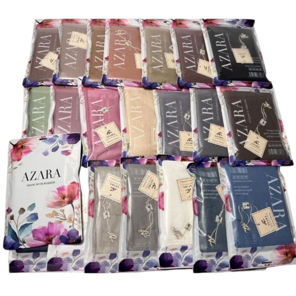 SR | hijab segi empat paris jadul azara premium packing pouch terbaru