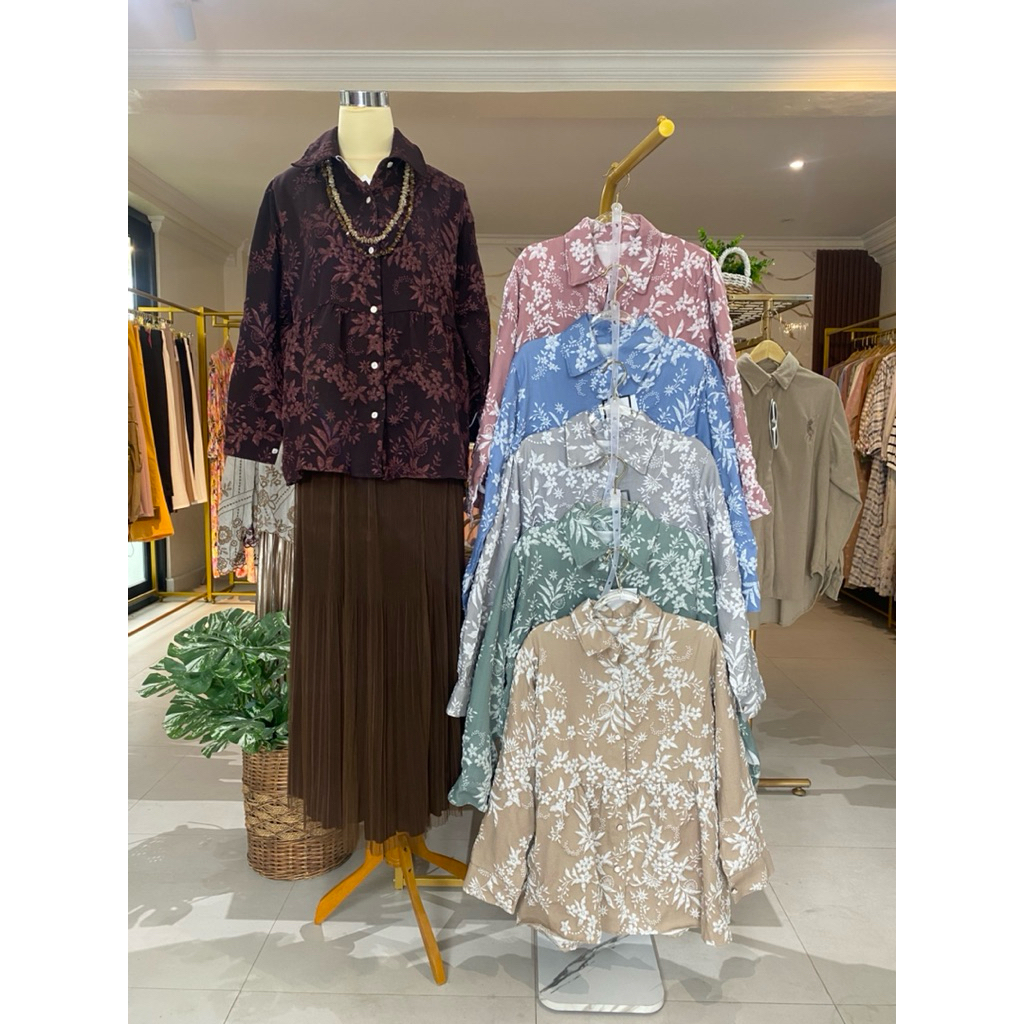 blouse peplum motif bunga