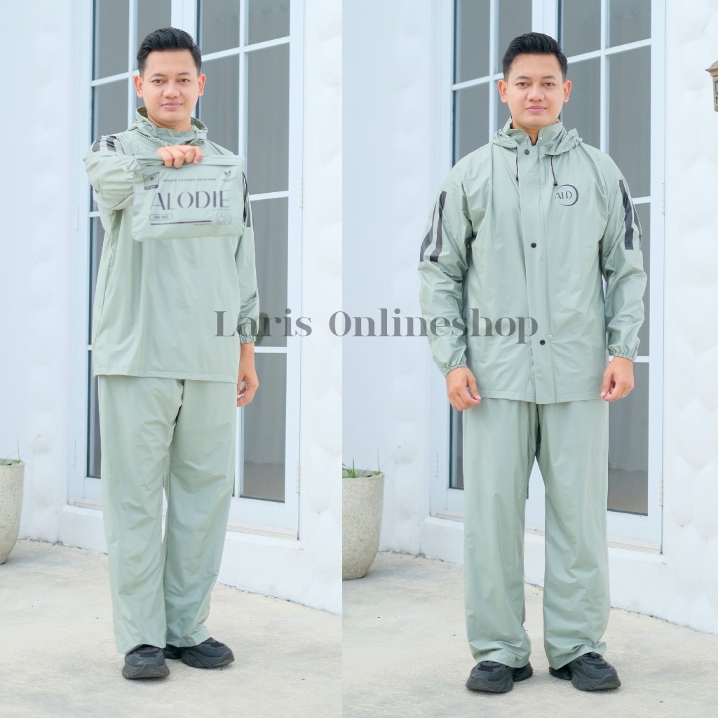 GRAB Jas Hujan Setelan Alodie Elmondo Model Jaket Celana Resleting dan Hoodie / Jas Hujan Alodie