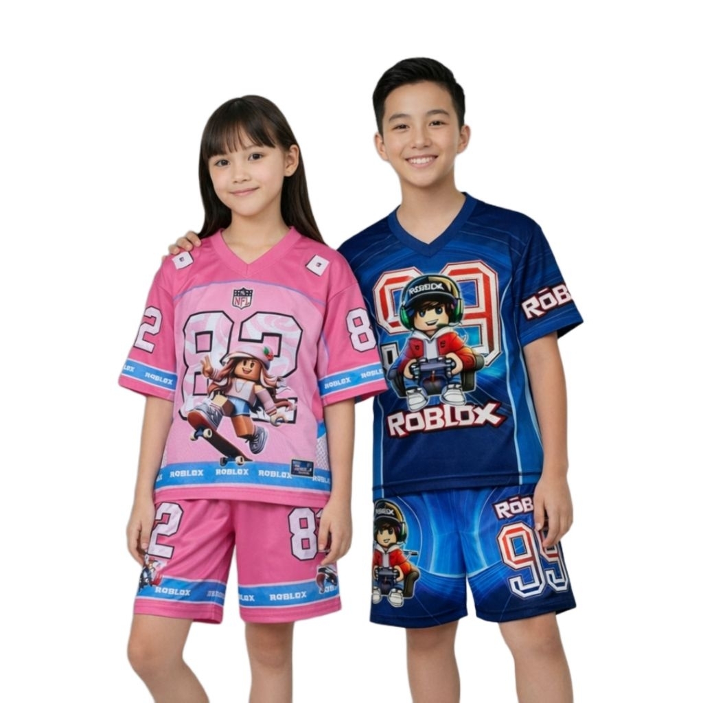 Setelan Baju Anak Laki Perempuan Tanggung Remaja Jersey Printing Trend Kekinian