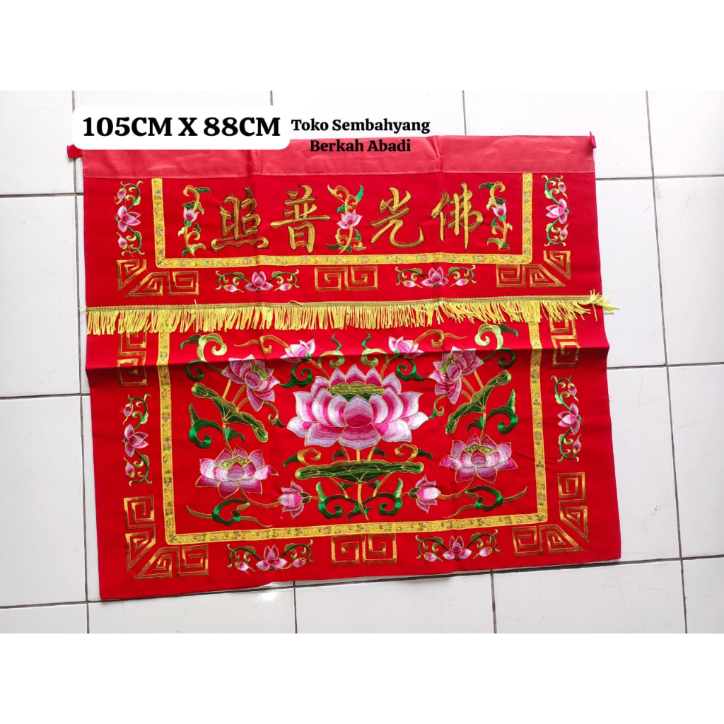 Taplak Meja Altar Sembahyang atau Kain Towi Tokwi Premium Full Bordir Kain Merah