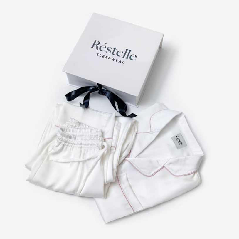 Restelle Piyama Satin Set - White | Piyama Premium | Piyama Satin