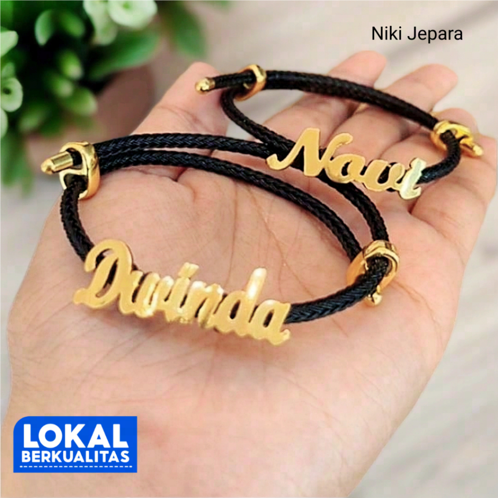 gelang tali serut ukir nama || gelang pandora || free desain