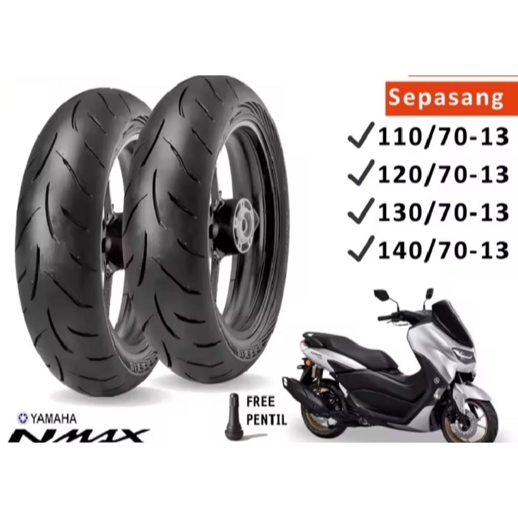 sepasang ban motor NMAX merk maxsis ukuran 110/70 ring13 130/70 ring13 masih jos ketebalan sekitar 7