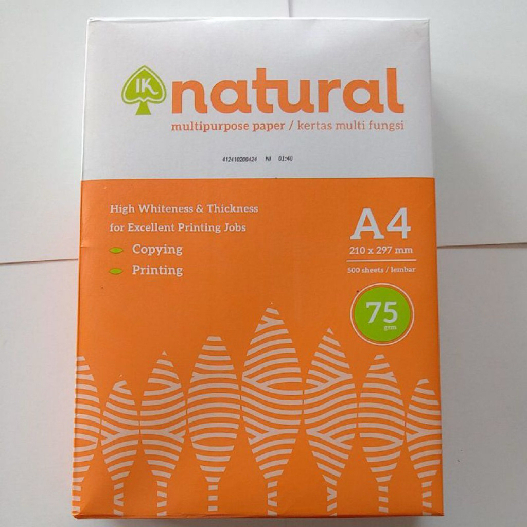 KERTAS HVS A4 NATURAL 75 GSM ( 1 RIM )