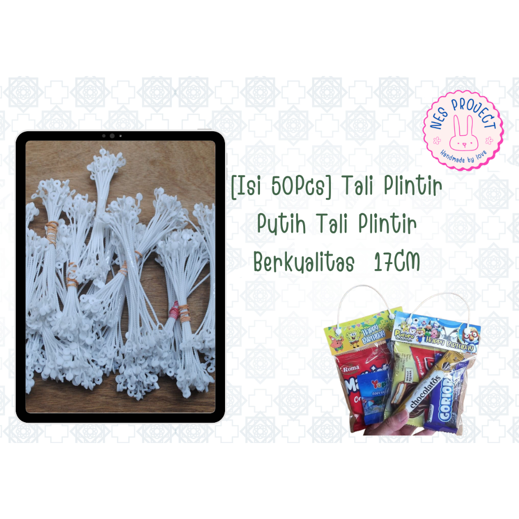[Isi 50Pcs] Tali Plintir Putih Tali Plintir Berkualitas Tali Tentang Camilan 17CM