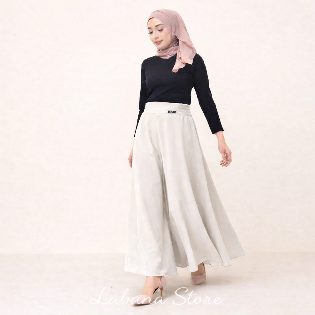 Celana Kulot Wanita Payung Lebar Panjang Muslimah Polos | Palazzo Sifon Chiffon Ceruty Flowing