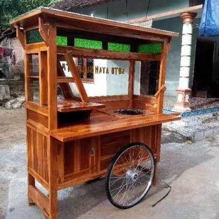 gerobak soto Lamongan dorong full kaca roda becak kayu jati free ongkir