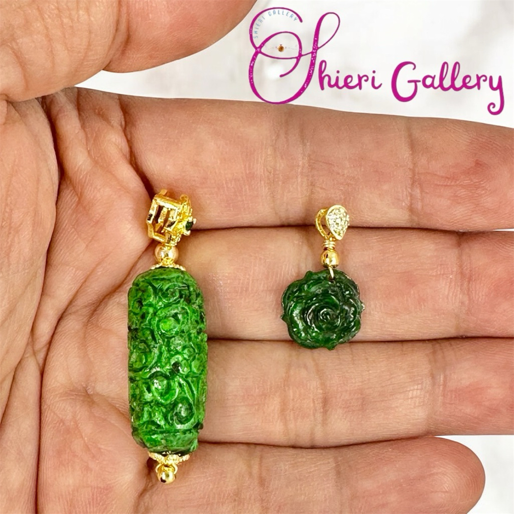 Giok / Giok Hua Qing / Huaqing Barrel / Huaqing Bunga Mawar / Huaqing Jade / Liontin Giok Huaqing Be