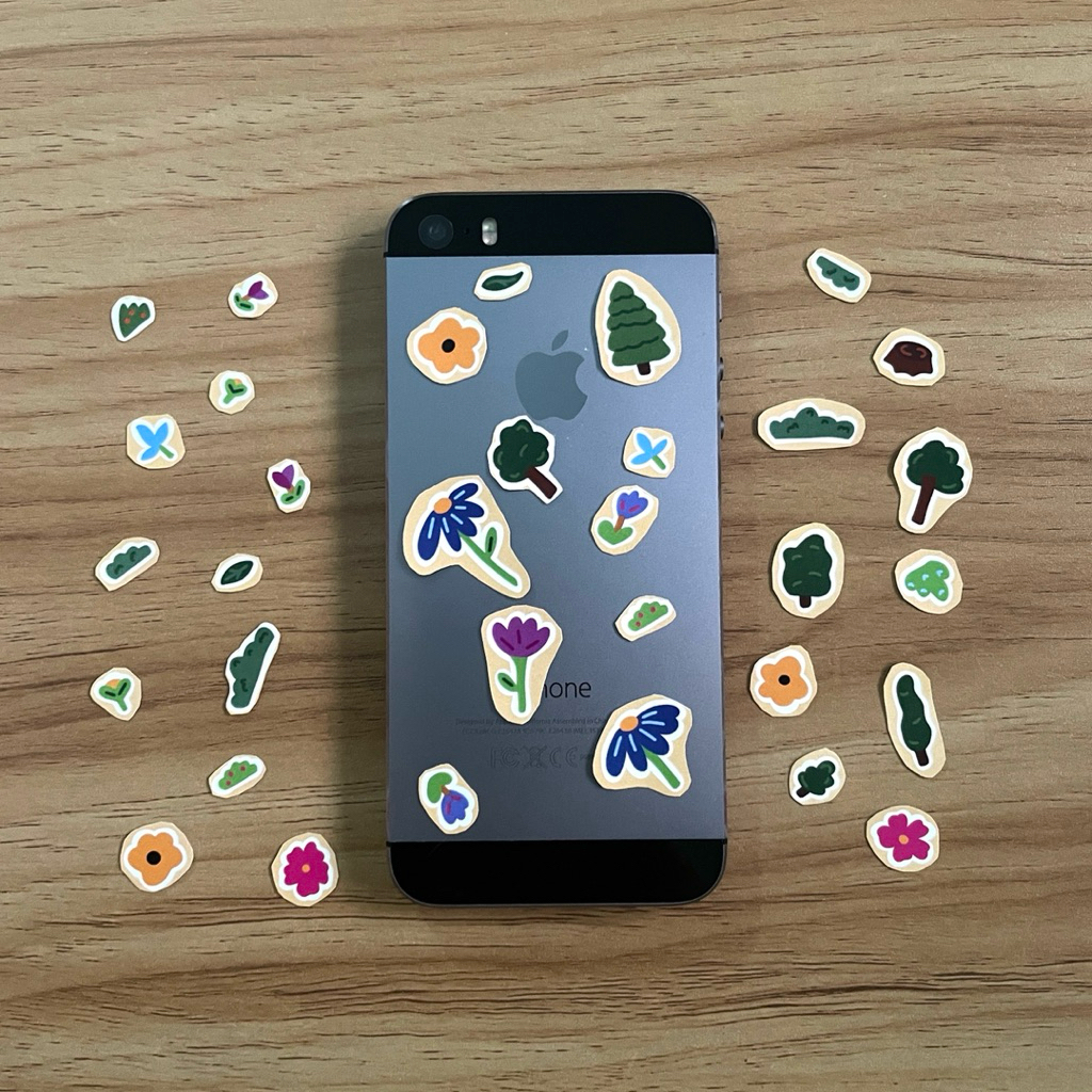 Stiker mini (3) tanaman waterproof anti air vinyl matte sticker pack hiasan lucu aesthetic handphone