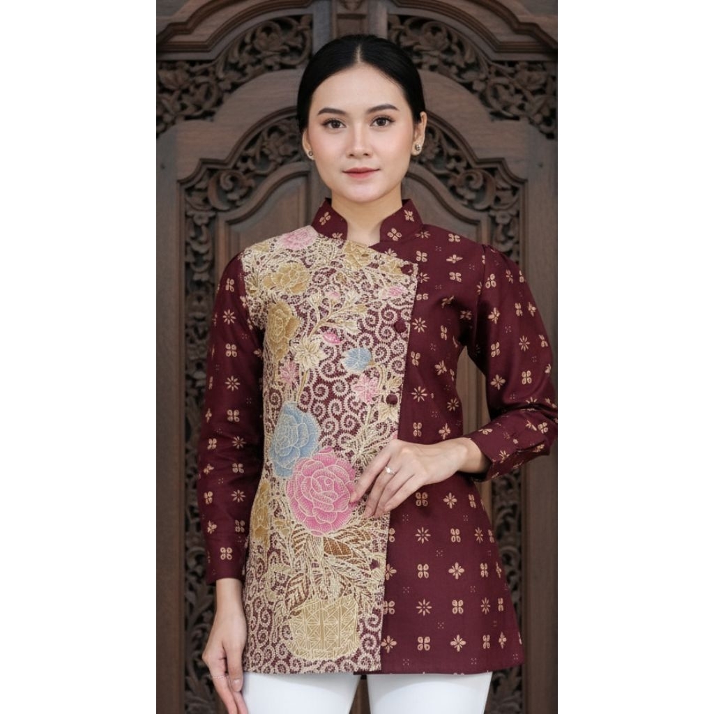Batik Solo Trendy - Blouse Agatha Batik Dengan Bahan Katun Premium Dan Sudah Lapis Furing