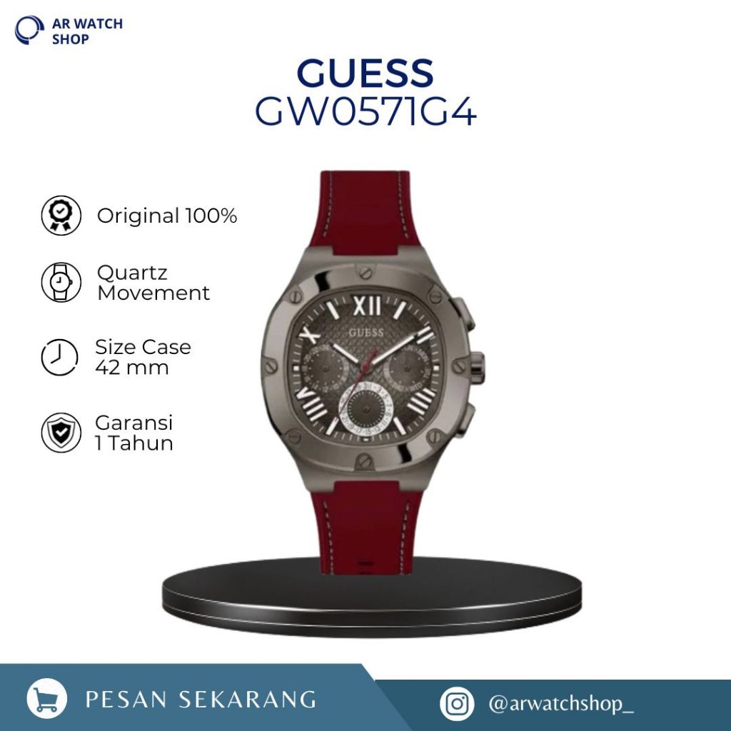 Jam Tangan Guess Pria Headline GW0571G4 Men Silicone Strap