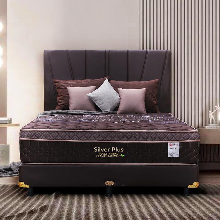 Kasur Central Springbed Type SILVER pLUS / Deluxe Plus PocketSpring (Full Set Headboard Gemini) - uk