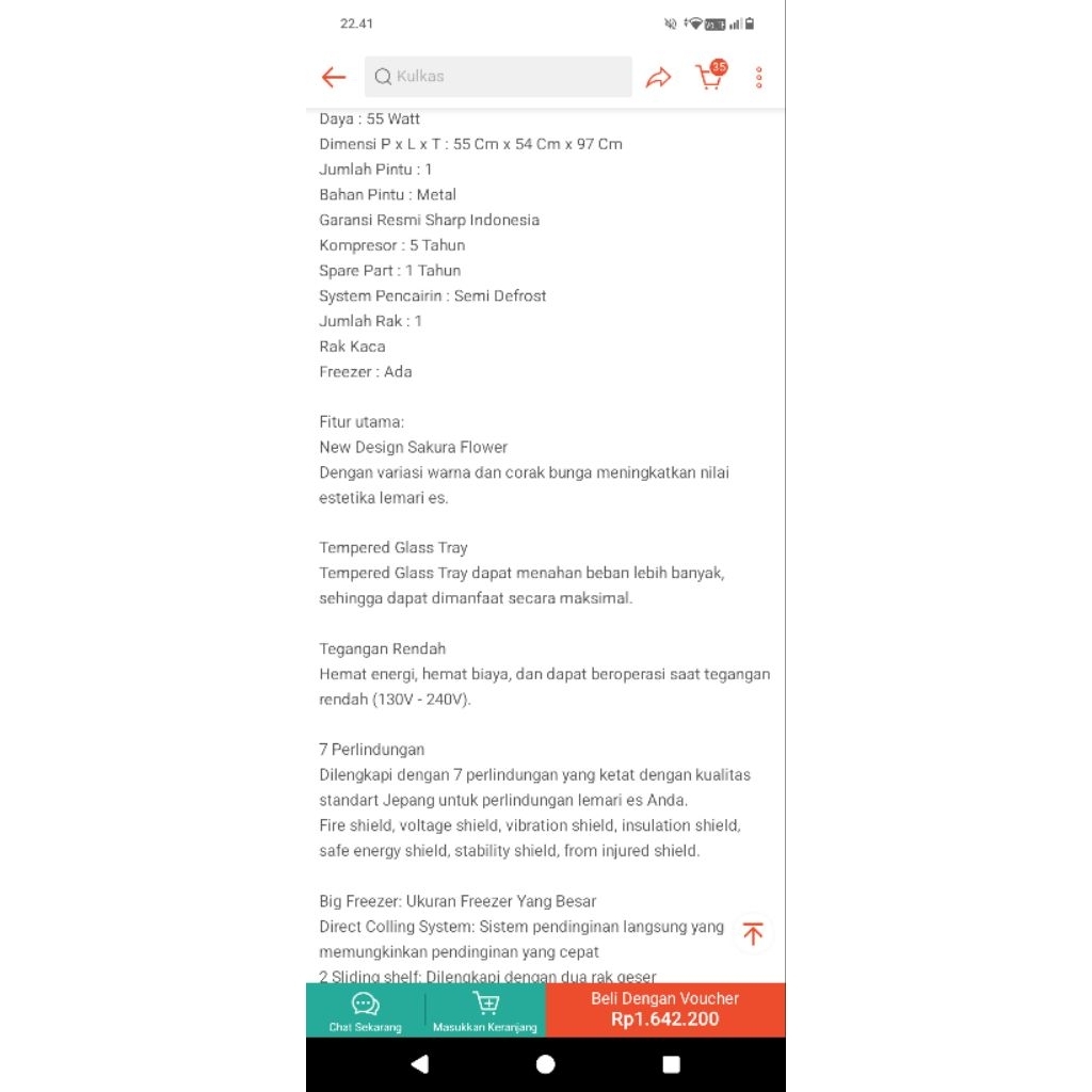KULKAS SHARP 1PINTU