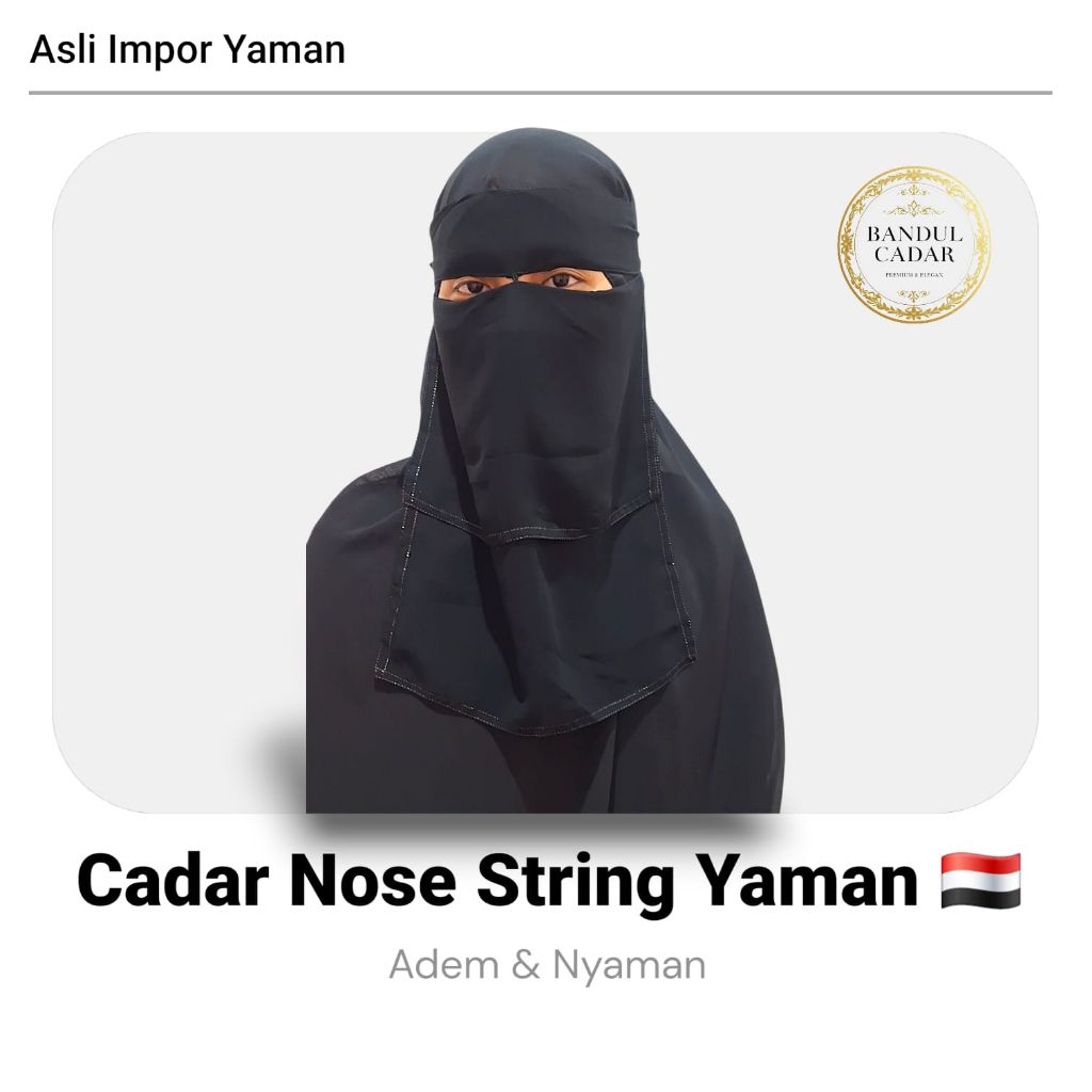 Cadar / Niqab Original Impor Yaman – Model Nose String | Adem, Ringan & Nyaman ORI