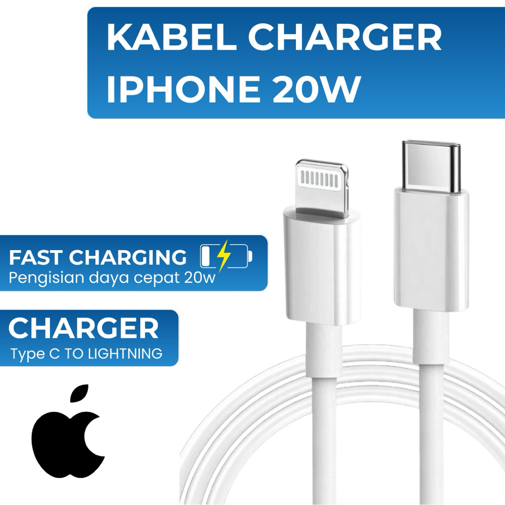 Kabel charger iphone original 20w (type C to Lightning fast charging 20w)