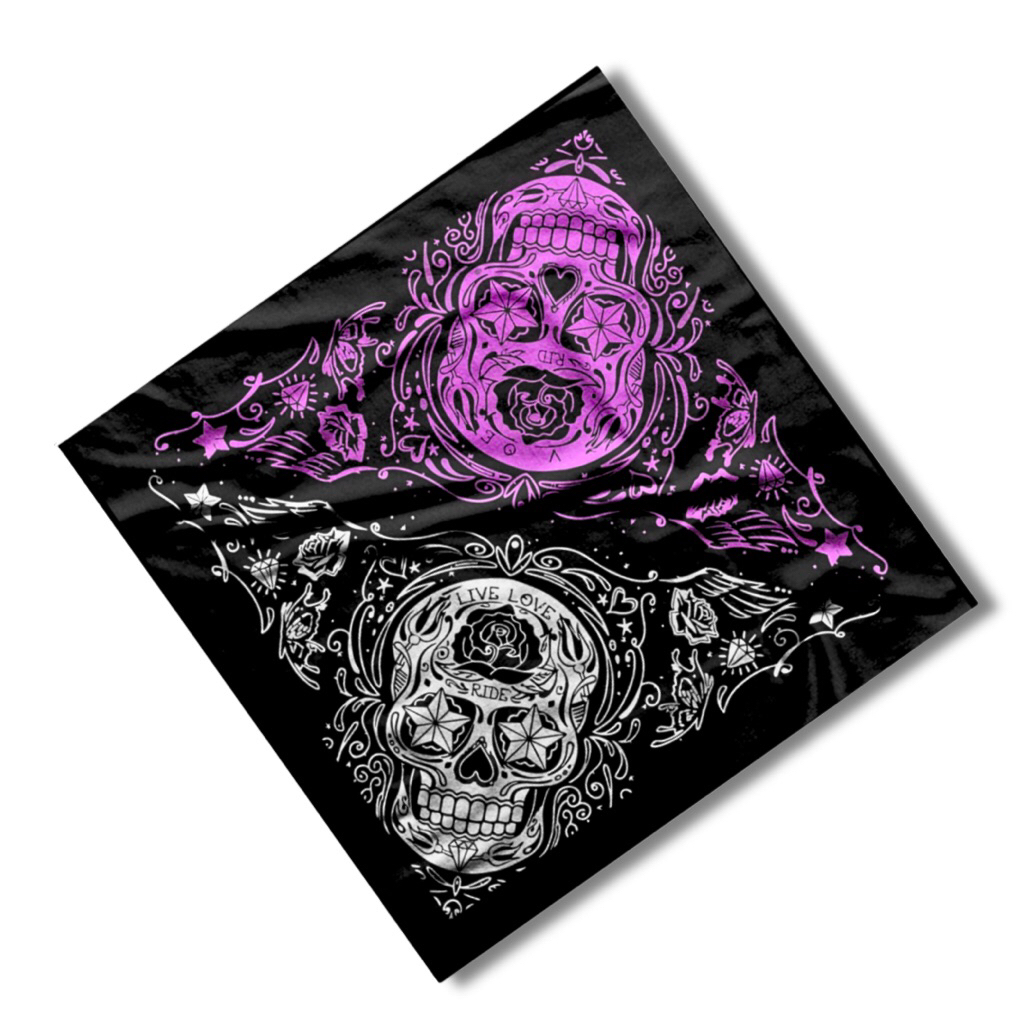 OUATE - SLAYER / BANDANA / SYAL / SCARF / HEADBAND / MASK / SKENA / MOTIF TENGKORAK SKULL TWOTONE