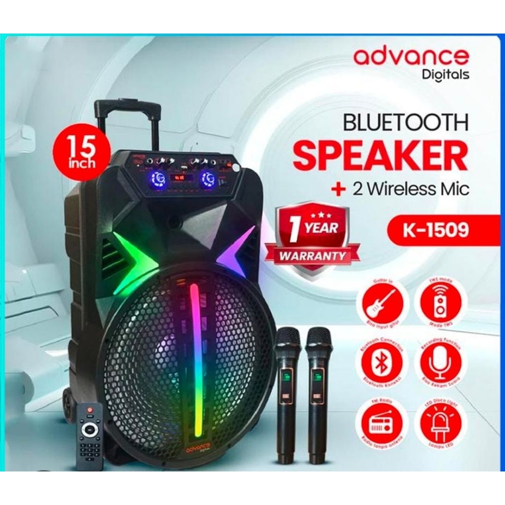 Speaker Advance K-1507 Portable 15 Inch Speaker Meeting Bluetooth